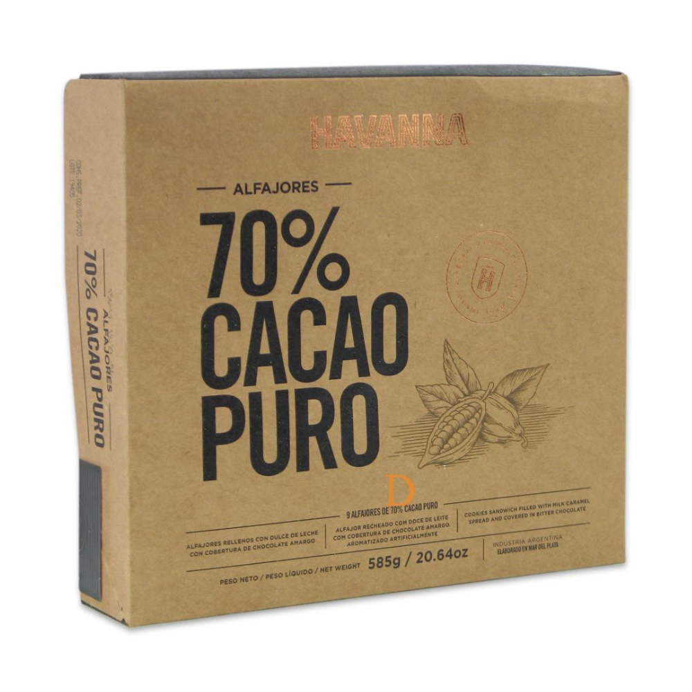 Alfajor 70% Cacao Havanna caja x9 MB